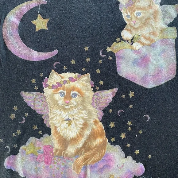 VTG Cat Graphic Oversized Atlas Sports Shirt- Nighty Shirt- Cottagecore Vintage - Picture 6 of 7